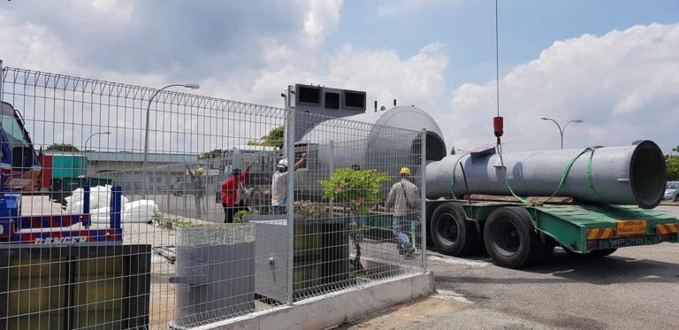 Large industrial scrubber system pipework in Penang
