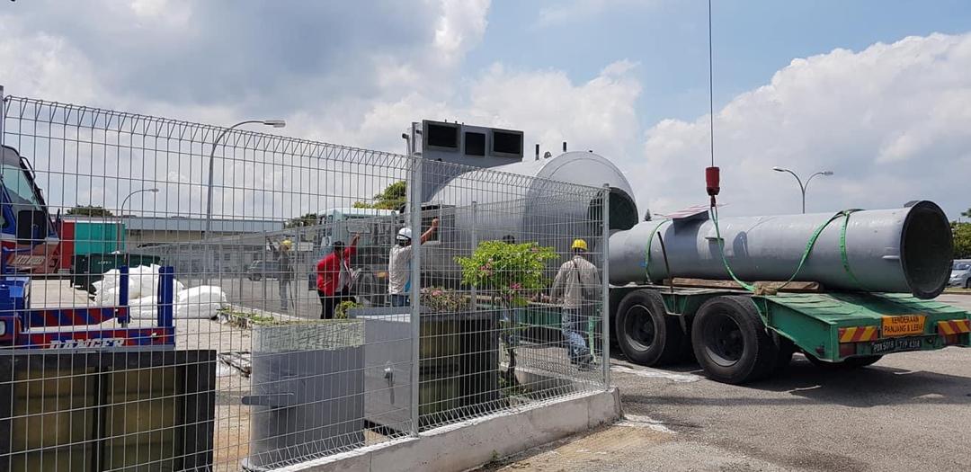 Large industrial scrubber system pipework in Penang